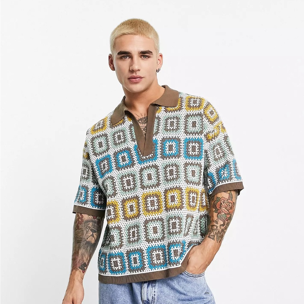 🌿Crochet Granny Pattern Shirt